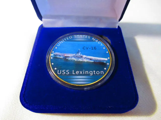 US NAVY - USS LEXINGTON CV-16 Challenge Coin W/ Presentation Box