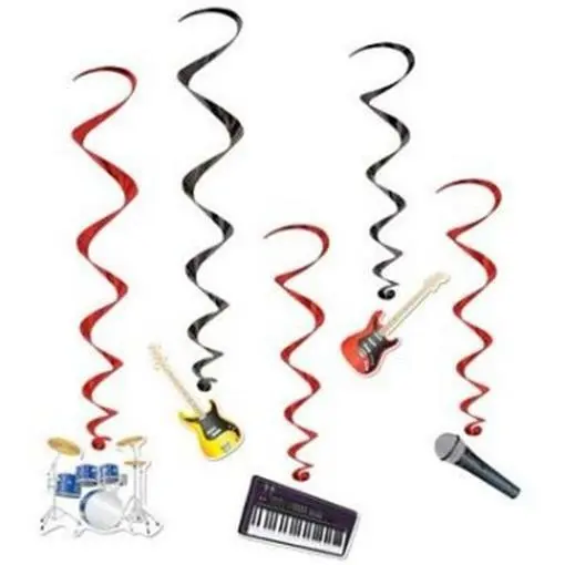Band Hanging Whirls 5 Pack Foil 38" Band Hangind Decorations Party Supplies