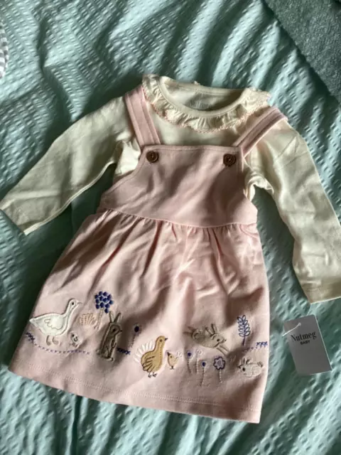 Baby girl outfit 0-3 months pink pinafore set BNWT