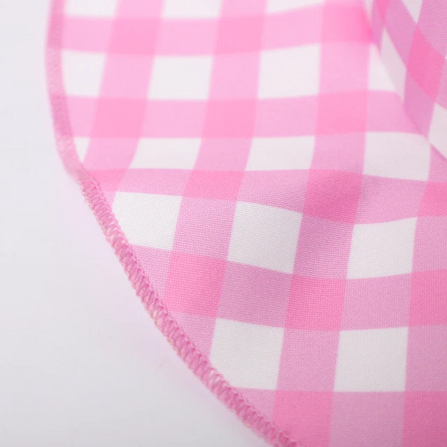 Abito elegante per bambine cappello rosa stampa a quadri accessorio costume festa di Carnevale
