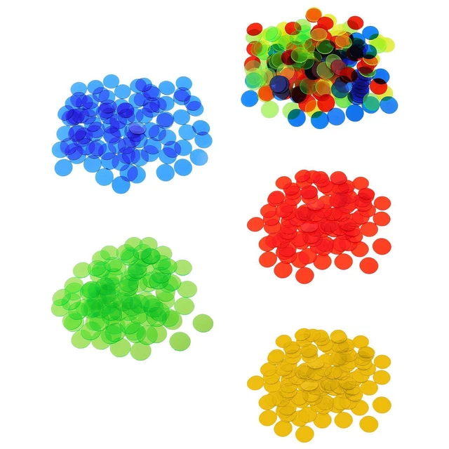 XPEX Fichas De Bingo Transparentes – 100 Piezas De Acrílico Multicolor, Ideales Para Juegos De Mesa, Conteo Matemático Y Actividades Sensoriales