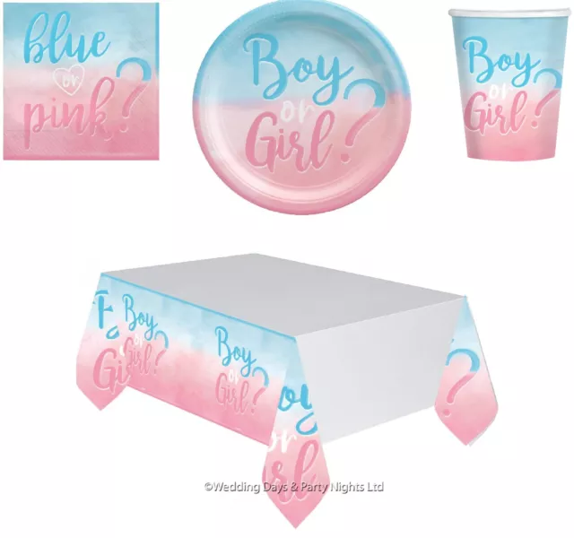 Boy or Girl ? Blue + Pink Baby Shower / Gender Reveal Party Tableware Decor