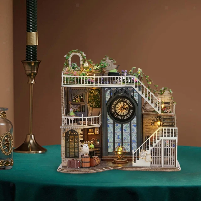 Wood Miniature Dollhouse European Retro Building Model Home Decor Doll House