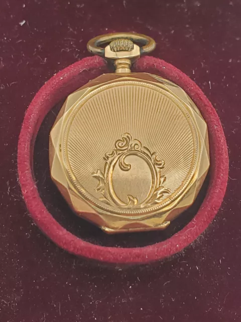 Dekorative, antike Damentaschenuhr, Umhängeuhr  gold 585