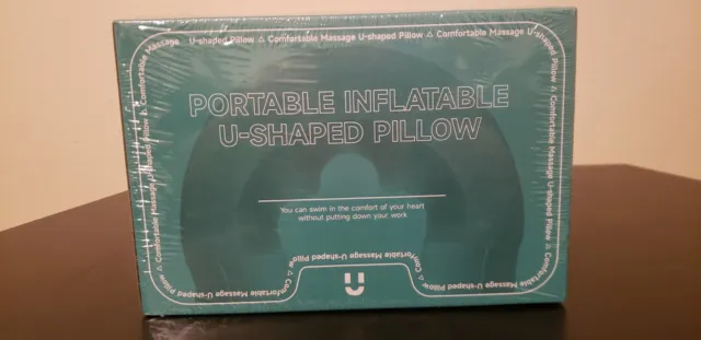 Portable, Inflatable Massage U-Shaped Neck Pillow. Sealed In Box.