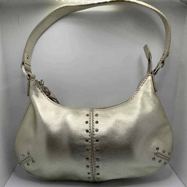 MICHAEL KORS Metallic Silver Astor Small Hobo Shoulder Purse