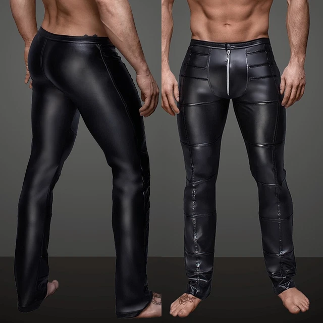 Pantalon élégant de fête d'extérieur pour hommes pantalon noir brillant club