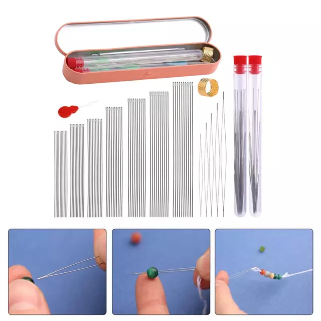 Beading Needles Set for Jewelry Making Threader Big Eye Beading Needles Long