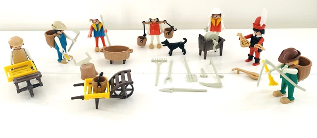 Playmobil 3222 Fermiers Médiévaux – Château 1977 – Rare Et Complet Avec Chien