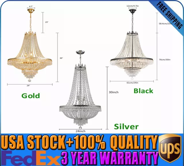 9Light French Empire Crystal Chandelier Luxury Large Foyer Crystal Ceiling Light