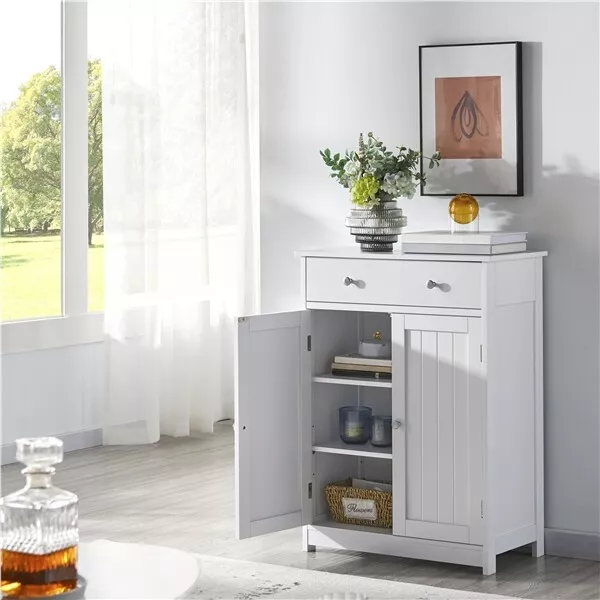 Armario de Baño Columna Mueble Baño Auxiliar con Dos Puertas Gabinete Estrecho 2