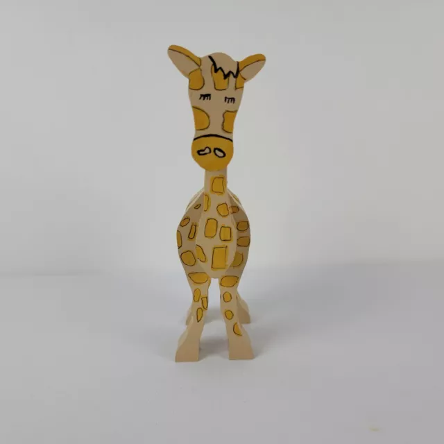 Wood Block Cute Whimsical 8" Giraffe Figurine Nursery Decor Rope Tail 3