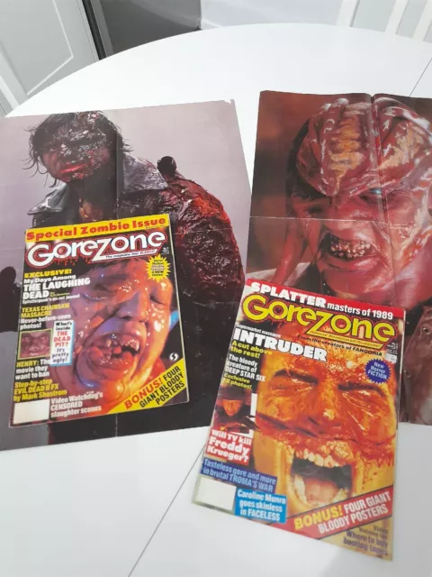 Vintage Gore Zone Issues 6 & 9 + 2 Horror Posters.Used