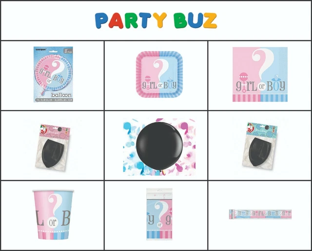 BABY REVEAL PARTY SET TABLE WARE - Child Birth Plate Cup Napkins Balloon
