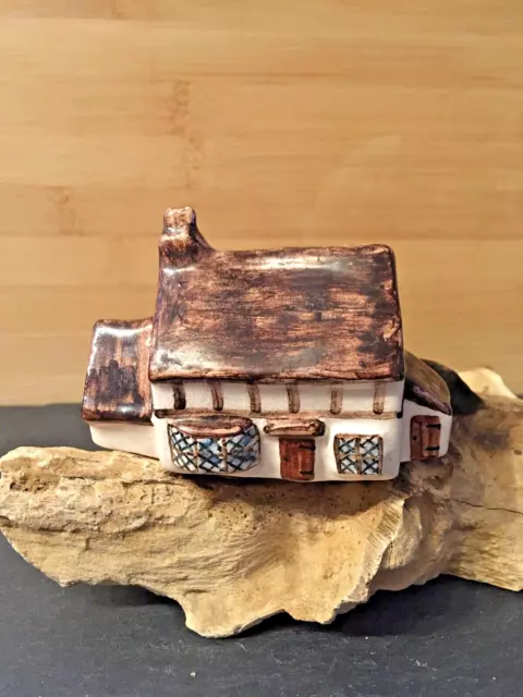 Sweet Little Glazed Pottery / Ceramic Cottage Ornament