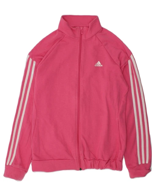 ADIDAS Girls Tracksuit Top Jacket 14-15 Years Pink Cotton AB11