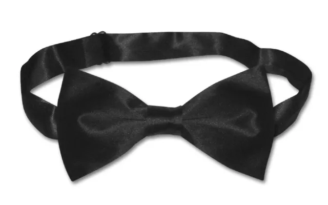 BIAGIO 100% SILK BOWTIE Solid BLACK Color Mens Bow Tie for Tuxedo or Suit