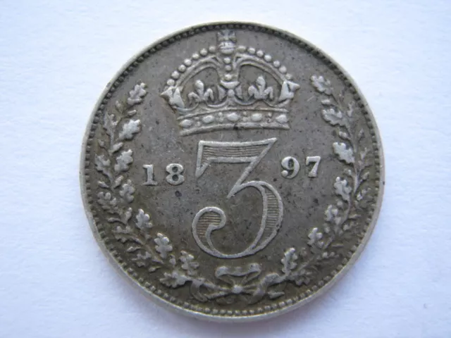 1897 Veilied Head silver Threepence NVF