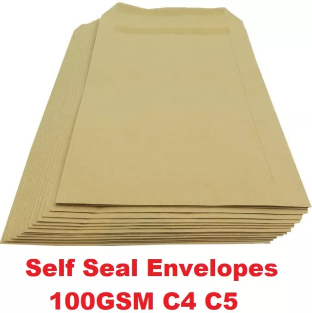 Strong Postal A4 C4 A5 C5 DL Plain (No Window) Self Seal Manilla Brown Envelope