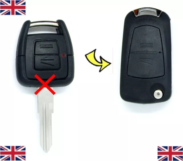 Fits Vauxhall Opel Astra G Vectra zafira 2 Button Flip key fob case CONVERSION
