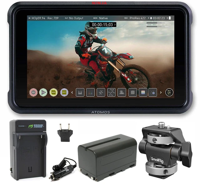 ATOMOS NINJA V 5Inch 4K Portable Monitor Hot Shoe Mount, Battery