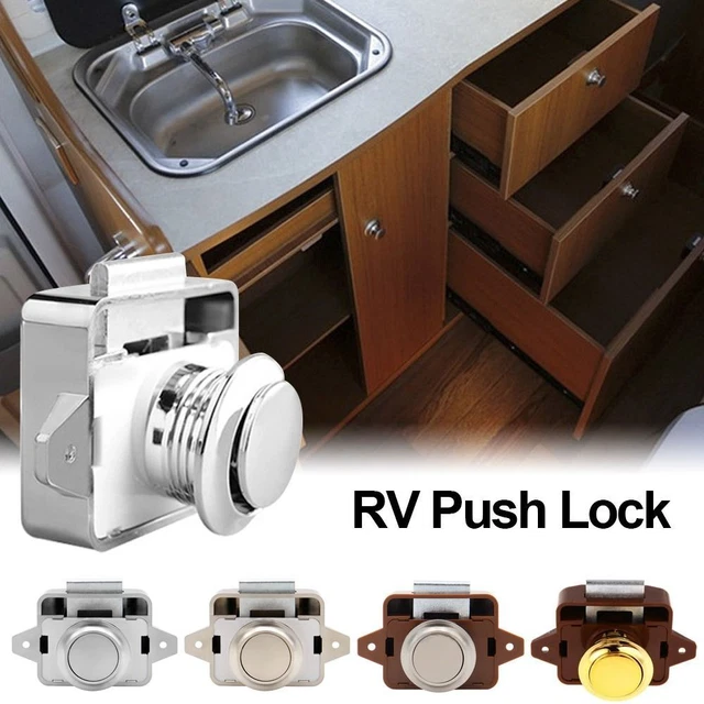 HARDWARE DRAWER LATCH Cabinet Boat RV Push Lock Camper Car Caravan ...