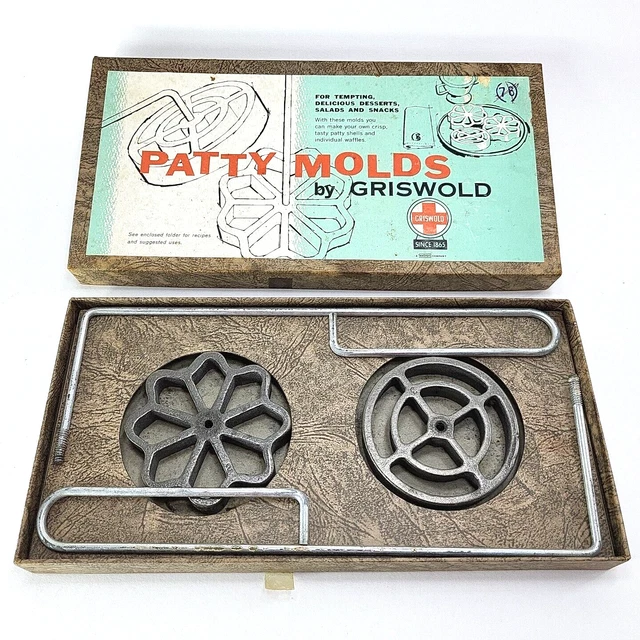 VINTAGE GRISWOLD CAST Iron Patty Molds 1950's Kitchen Cookware in Box