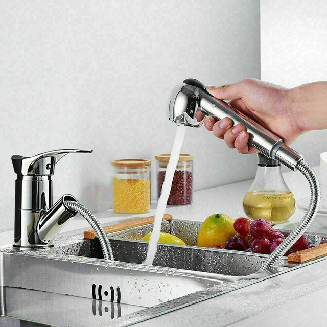 Moderne Küche Mixer Wasserhahn drehbar Mono Hebel Ausziehschlauch Spray Chrom Spülenhähne 3