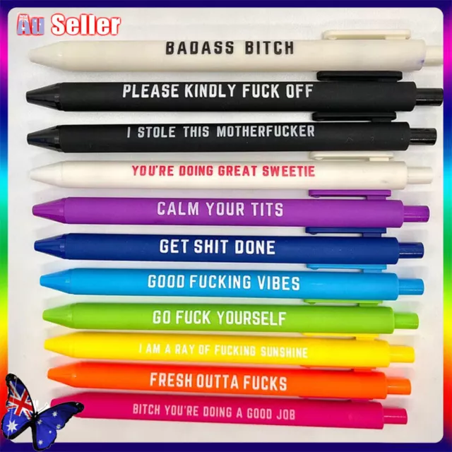 11pcs Ballpoint Pen Black Ink Pens With Funny Sayings Novelty