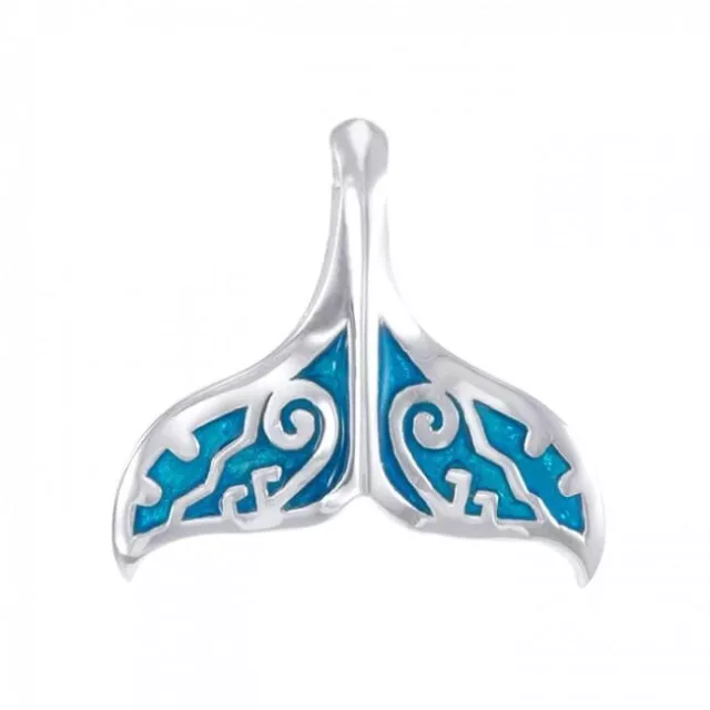 Whale Tail Pendant Sterling Silver by Peter Stone Fine Beach Jewelry Enamel