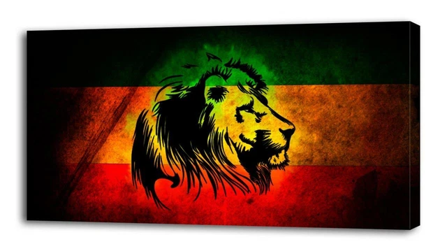 4 Sizes- Lion Of Judah Rasta Flag CANVAS PRINT Wall Decor Art Giclee Bob Marley