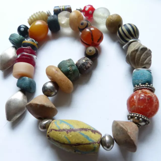 African Necklace, Pema Raka carnelian bead, spinde whorls Mali, Bodom Bead Ghana