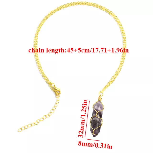 Crystal Necklace Gemstone Pendant Natural Chakra Stone Energy Healing with Chain 2