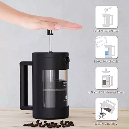 Uxellus® Premium Kaffeebereiter Kaffeepresse Kaffeekanne French Press Glas Edel 3