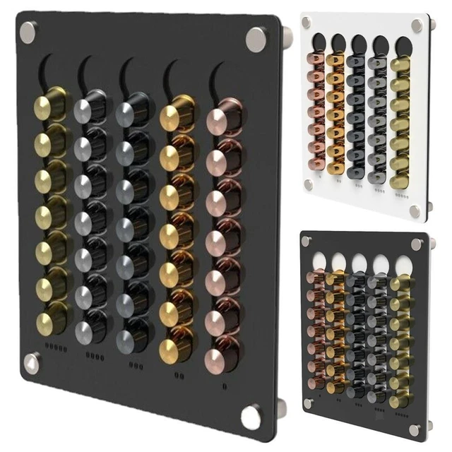 Support Pour Dosettes Café Nespresso - 30 Capsules - 3 Compartiments - Fonte Noire - Fond Antidérapant - Organisation Cuisine
