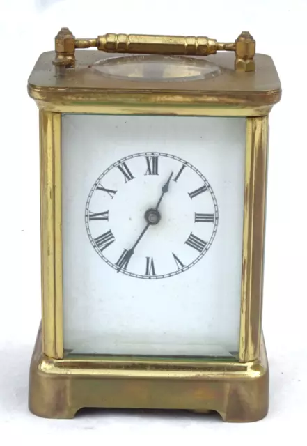 c.1891 Antique Waterbury Carriage Travel Desk Clock Leather Case