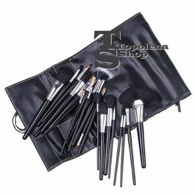 Set 24 Pennelli Per Trucco Cosmetica Make Up Ombretto Fard Con Custodia Borsa -