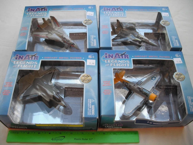 Lot of 4 InAir F-15 Eagle F-14 Tomcat F-35 P-47 Airplane, Metal, WowToyz, In Air Lot of 4 InAir F-15 Eagle F-14 Tomcat F-35 P-47 Airplane, Metal, WowToyz, In Air