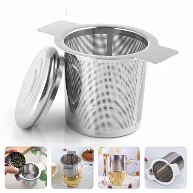 Stainless Steel Tea Infuser Metal Mesh Cup Strainer Loose Leaf Filter With Lid