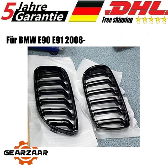 Per Bmw E90 E91 Dal 08 Sport Griglia Radiatore Reni Doppia Barra Lucida Nero
