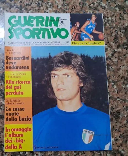 Guerin Sportivo rivista n.1-1975-Bernardini-Antognoni-Lazio-Pulici-Bonisegna