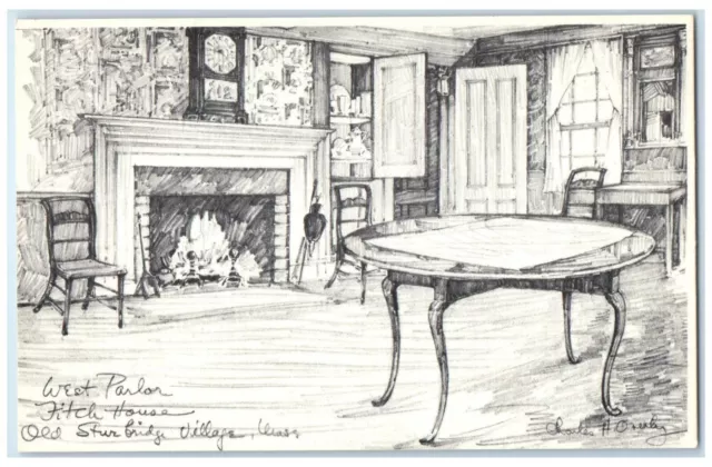 c1940 West Parlor Fitch House Old Sturbridge Village Massachusetts MA Postcard