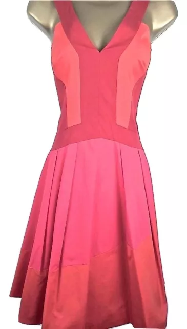Karen Millen Full Skirt Skater Dress Red Pink Orange ladies UK sizes 6 8 10 12