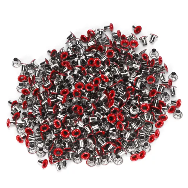 (Red)500Pcs Brass Eyelets Kit Colorful Grommets For Clothing Shoes Bag DIY