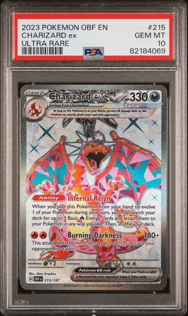 2023 Pokemon Obsidian Flames Charizard EX #215 Ultra Rare PSA 10