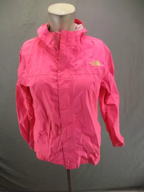 The North Face Size XL (18) Girls Pink 100% Nylon Full Zip Rain Jacket 626