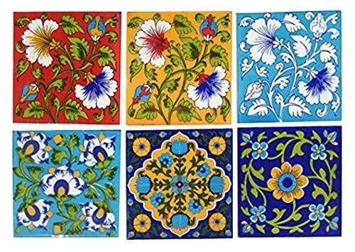 Paquete de azulejos de cerámica hechos a mano decorativos para el hogar de...