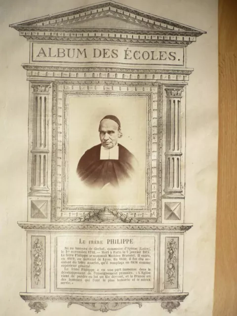 Le Frère Philippe  Gravure 1874 Avec Photo Originale Collée