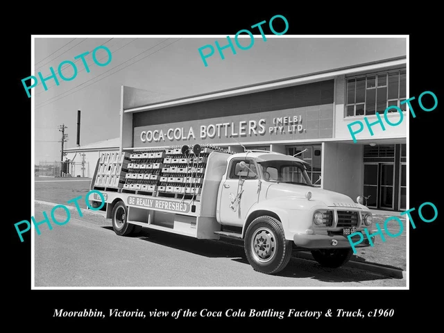 OLD LARGE HISTORIC PHOTO OF MORRABBIN VICTORIA THE COCA COLA TRUCK c1960