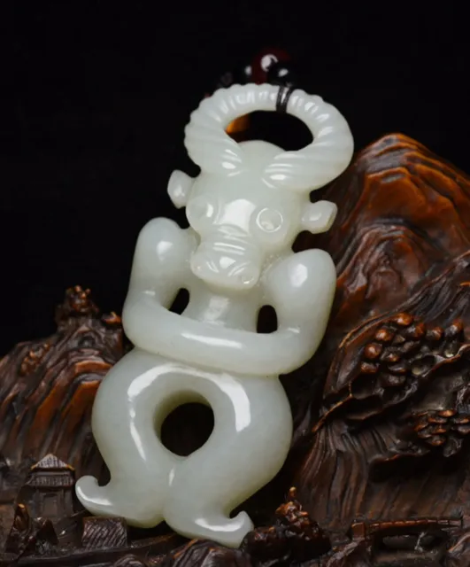 Chinese Natural Hetian Jade Hand-carved Exquisite Sun God Statue AC2233